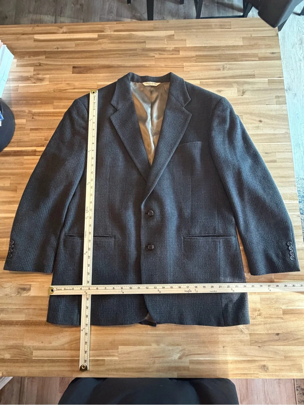 Vintage Evan-Picone Wool Windowpane Plaid Blazer Mens 46R Brown Sport Coat USA